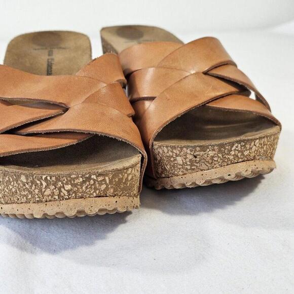 Anna Fidanza Women's Brown Leather Wedge Strappy Sandals Size 7 Made in Italy - Picture 5 of 6